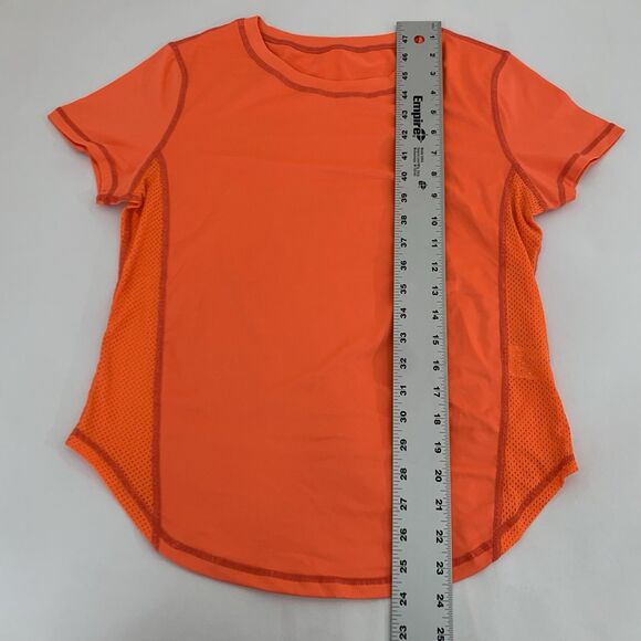 NWOT Athletic Shirt Stretch Mesh Women L  8/10 Bright Orange Workout Running Gym - Picture 5 of 6
